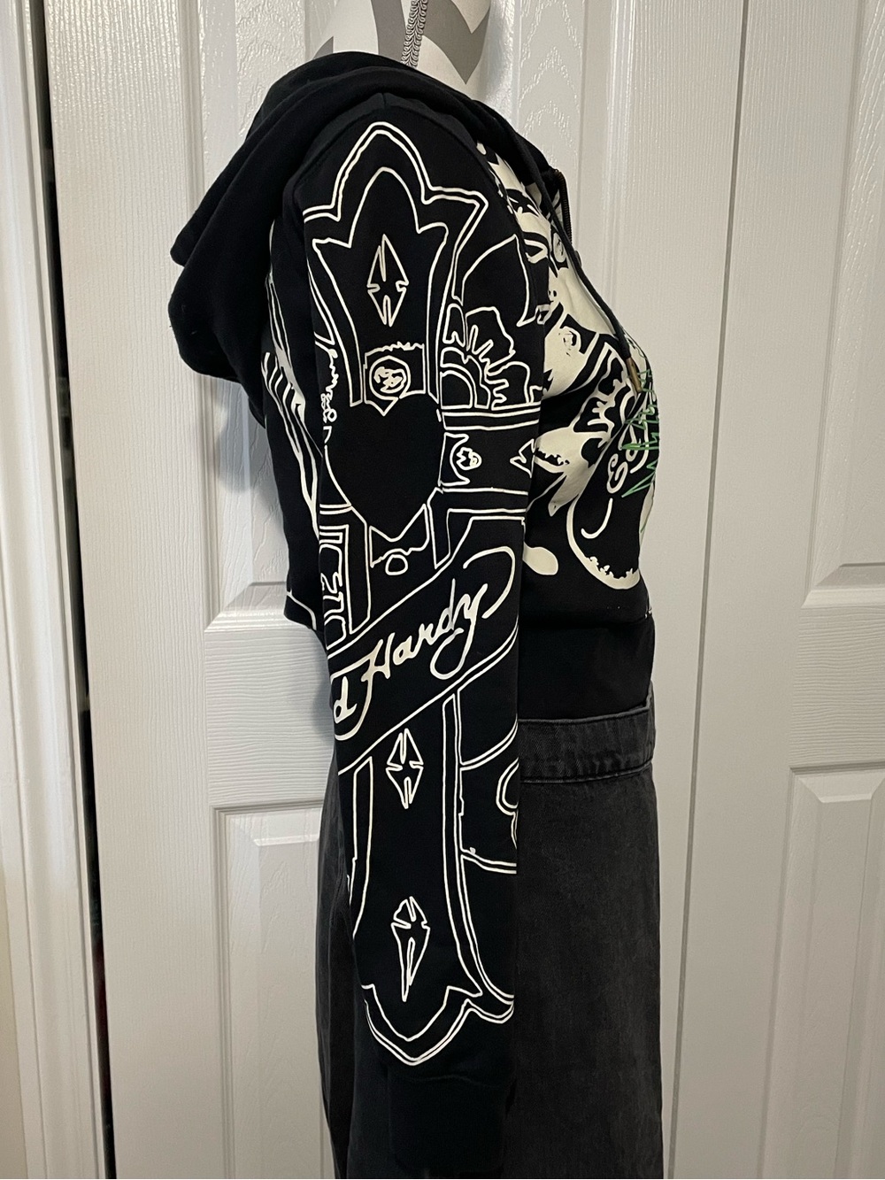 Ed Hardy Black Graphic Zip-Up Hoodie - Picture 3 of 6